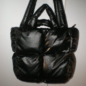 Black Puffer Tote Bag Puffy Handbag Shoulder Bag